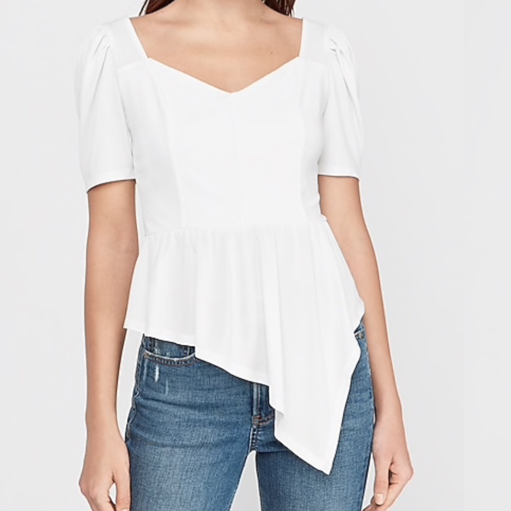Zip Back Asymmetrical Peplum Top